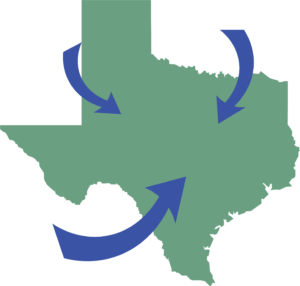 Texas preschool market on the rise, Texas graphic with arrows indicating high demand for Texas preschools